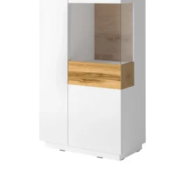 Garnero Arredamenti Vetrinetta 80x207h cm 2 ante destra bianco lucido rovere Bahama Bianco Lucido - Rovere Rustico New