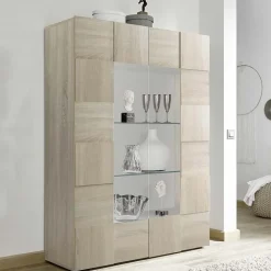 Garnero Arredamenti Vetrinetta 121x166h cm 2 ante moderna samoa Obsession Rovere Outlet