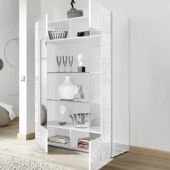 Garnero Arredamenti Vetrinetta 121x166h cm 2 ante moderna serigrafato Paradise Bianco Lucido Online