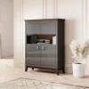 Garnero Arredamenti Vetrinetta 116x150h cm 2 ante moderna  antracite lucido rovere scuro Umag