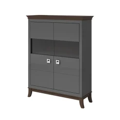 Garnero Arredamenti Vetrinetta 116x150h cm 2 ante moderna  antracite lucido rovere scuro Umag