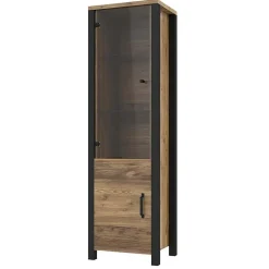 Garnero Arredamenti Vetrinetta 56x191h cm 2 ante quercia nero opaco Nebraska