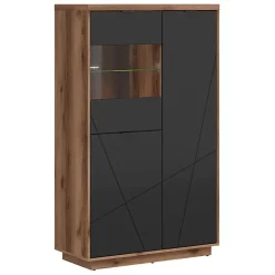 Garnero Arredamenti Vetrinetta 157x94h cm 2 ante rovere scuro nero opaco Elin Hot