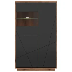 Garnero Arredamenti Vetrinetta 157x94h cm 2 ante rovere scuro nero opaco Elin Hot