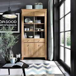 Garnero Arredamenti Vetrinetta 102x202h cm 4 ante rovere scuro Lucca Sale