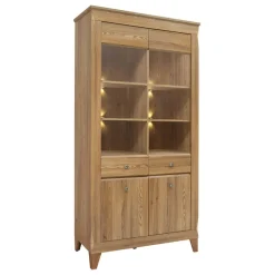 Garnero Arredamenti Vetrinetta 102x202h cm 4 ante rovere scuro Lucca Sale