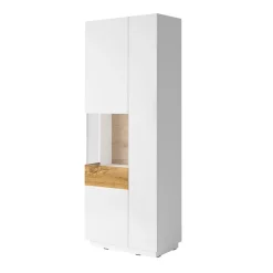 Garnero Arredamenti Vetrinetta 80x207h cm 2 ante sinistra bianco lucido rovere Bahama Bianco Lucido - Rovere Rustico Clearance