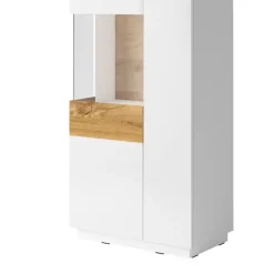 Garnero Arredamenti Vetrinetta 80x207h cm 2 ante sinistra bianco lucido rovere Bahama Bianco Lucido - Rovere Rustico Clearance