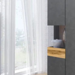 Garnero Arredamenti Vetrinetta 80x207h cm 2 ante sinistra moderna antracite rovere Bahama Antracite - Rovere Rustico Outlet