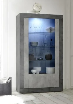 Garnero Arredamenti Vetrinetta 110x190h cm 2 ante soggiorno ossido cemento Florena Cemento - Ossido Clearance