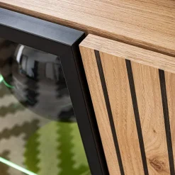 Garnero Arredamenti Vetrinetta 70x192h cm 2 ante soggiorno moderna noce con stampa nera Mendes Sale