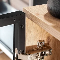 Garnero Arredamenti Vetrinetta 70x192h cm 2 ante soggiorno moderna noce con stampa nera Mendes Sale