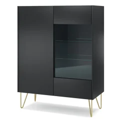 Garnero Arredamenti Vetrinetta 97x123h cm 2 ante soggiorno nero effetto marmo Sirena Outlet