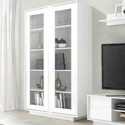 Garnero Arredamenti Vetrinetta 92x179h cm 2 ante soggiorno bianco lucido Spirit