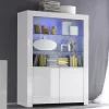 Garnero Arredamenti Vetrinetta 123x170h cm 2 ante soggiorno bianco lucido Essential