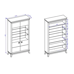Garnero Arredamenti Vetrinetta 116x207h cm 2 ante soggiorno bianco frassinato rovere scuro Umag Bianco Lucido - Wengè Hot