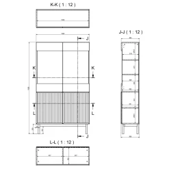 Garnero Arredamenti Vetrinetta 106x183h cm design cannettato rovere Colby Clearance