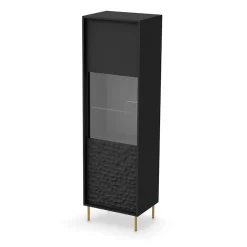 Garnero Arredamenti Vetrinetta 55x185h cm moderna soggiorno nero oro Osaka Online