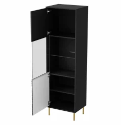 Garnero Arredamenti Vetrinetta 55x185h cm moderna soggiorno nero oro Osaka Online